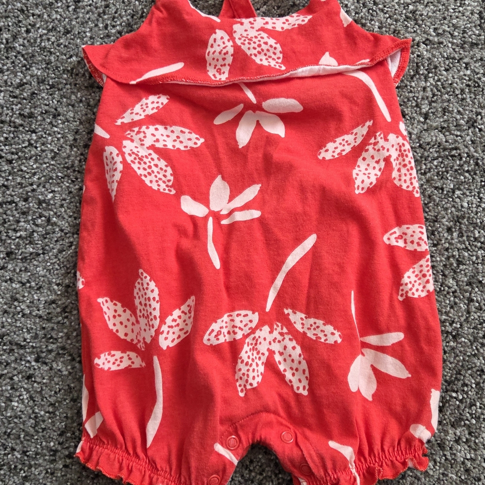 Carter's Red and White Floral Baby One-Piece